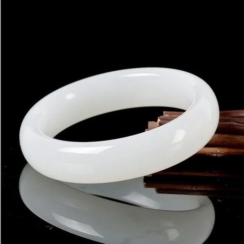 Women Accessories For Hand - 천연 화이트 옥 팔찌, 매력적인 주얼리