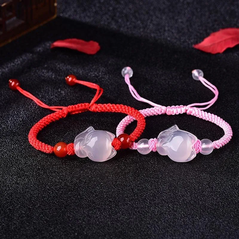 Women Accessories For Hand - 중국어 천연 핑크 마노 칼세도니 옥
