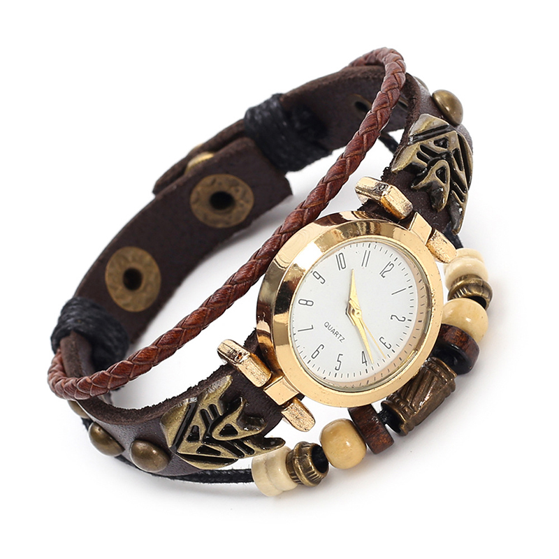 Women Accessories Pk - 빈티지 가죽 쿼츠 시계 힙합 펑크