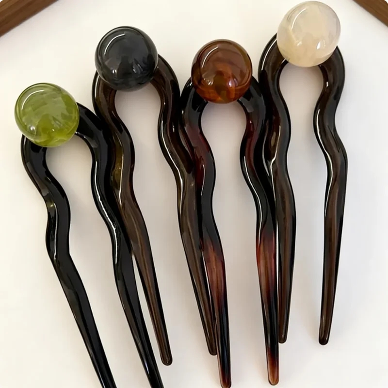 Women Accessories On Sale - 패션 컬러 진주 U자형 헤어 스틱