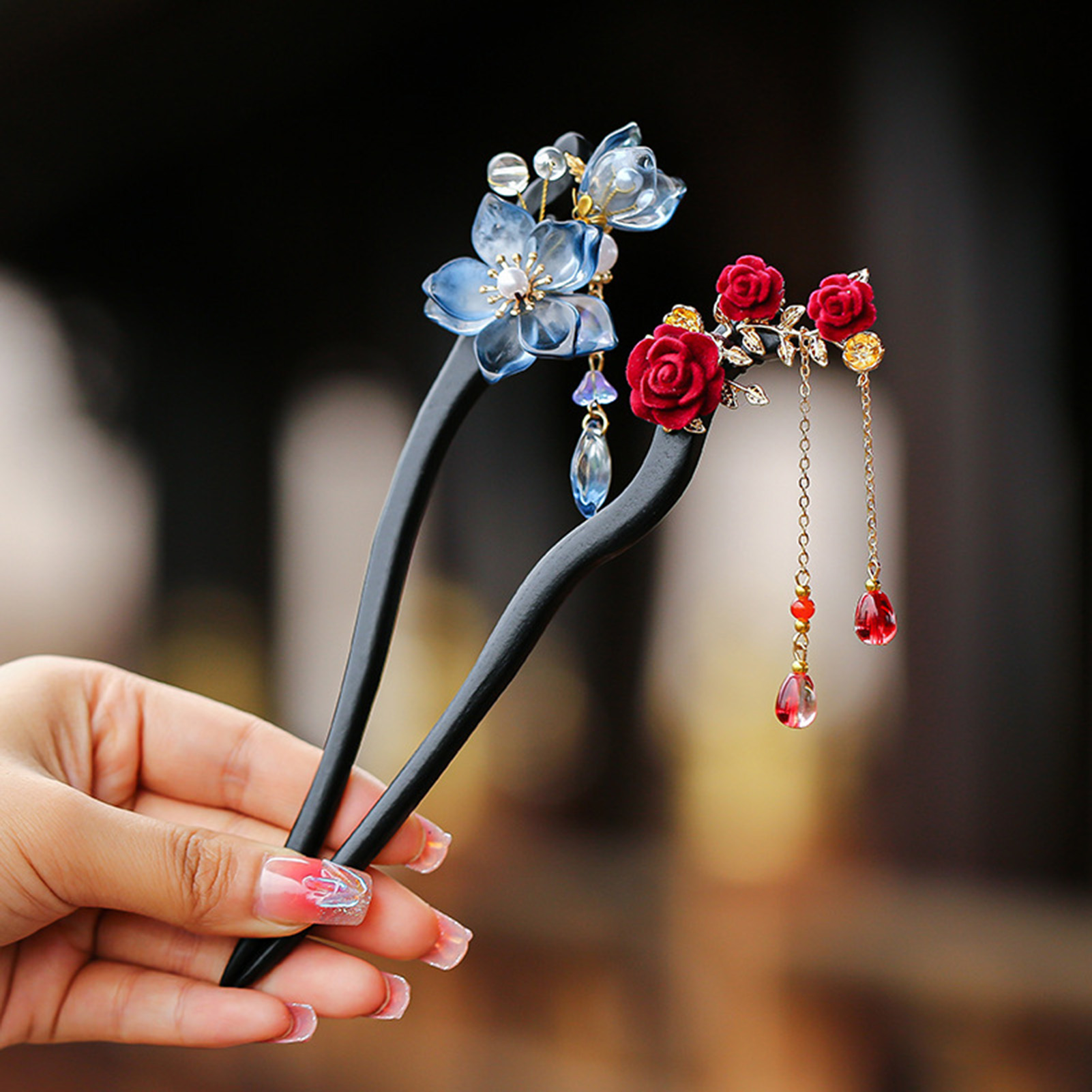 Women Accessories On Sale - 중국 스타일 꽃 태슬 머리핀 빈티지