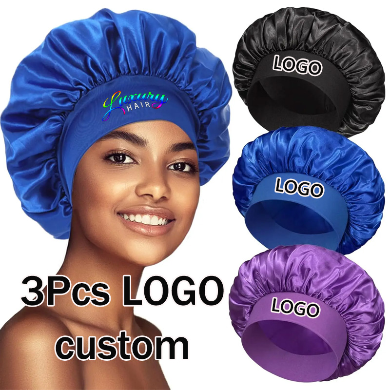 Women Accessories Logo - 편안한 새틴 헤어 보닛 3개 세트,