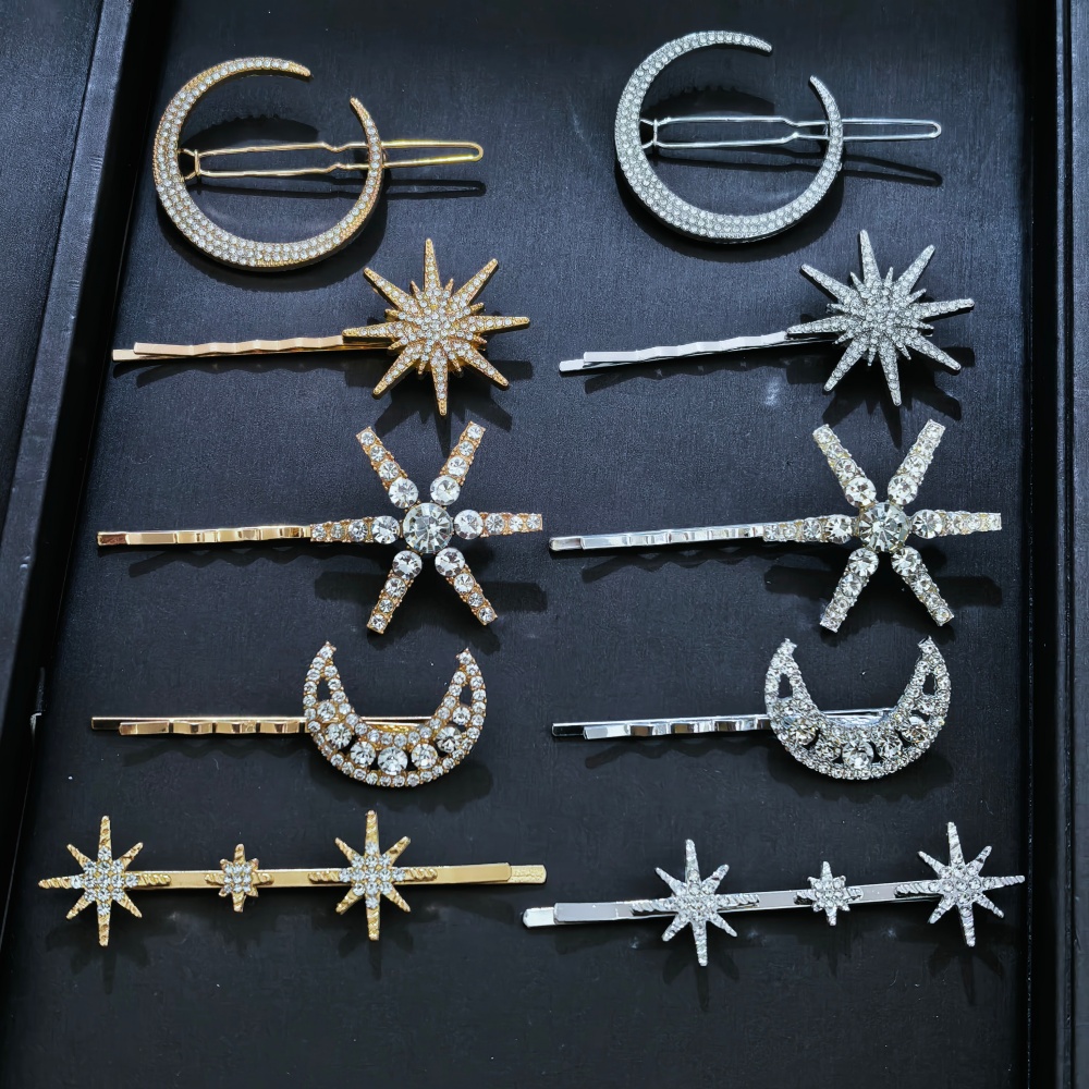 Women Accessories On Sale - 3/4개 세트 크리스탈 스타 헤어핀 여성용