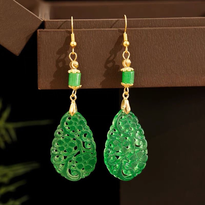 Women Accessories For Hand - 925 실버 천연 녹색 옥 중공