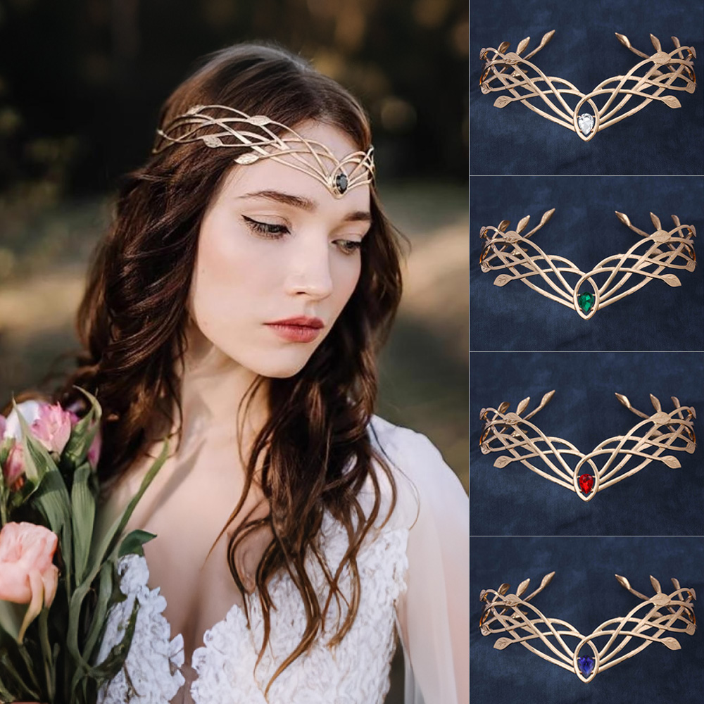 Women Accessories On Sale - 여성을위한 럭셔리 Tiaras 머리띠 잎 크리스탈