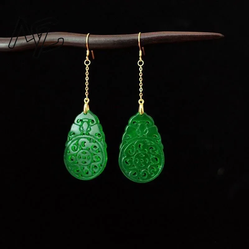 925 실버 천연 녹색 옥 할로우 아웃 DIY 귀걸이, - Women Accessories For Hand 리뷰 및 가격