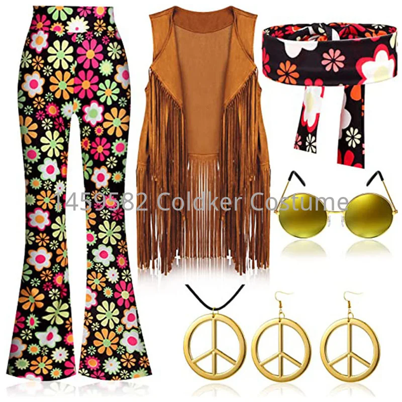 히피 의상 여성 평화 사랑 소녀 파티 60년대 70년대 - Women'S Accessories In The 60S 리뷰 및 가격