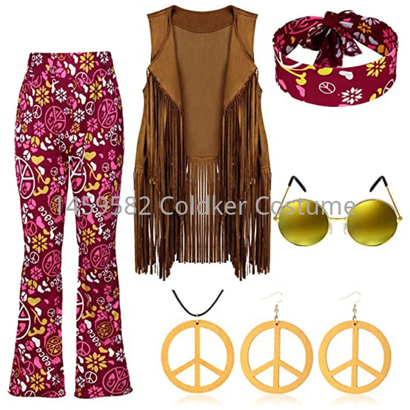 히피 의상 여성 평화 사랑 소녀 파티 60년대 70년대 - Women'S Accessories In The 60S 리뷰 및 가격