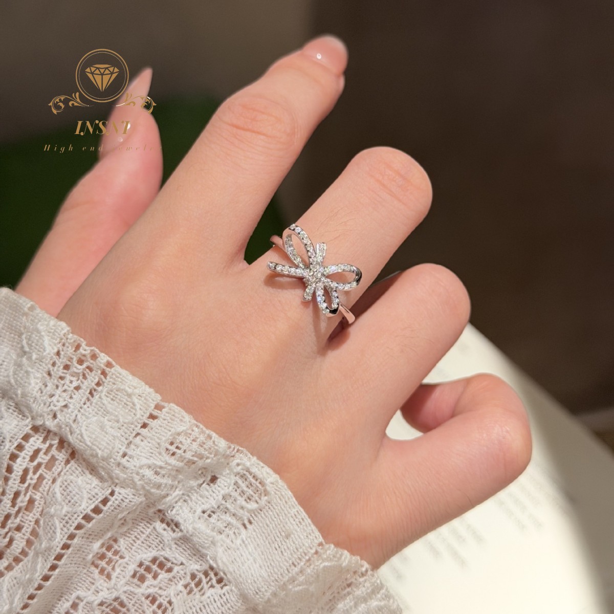 실버 풀 다이아몬드 보우 링 틈새 디자인 감각적인 고급 - Women'S Affordable Accessories 리뷰 및 가격