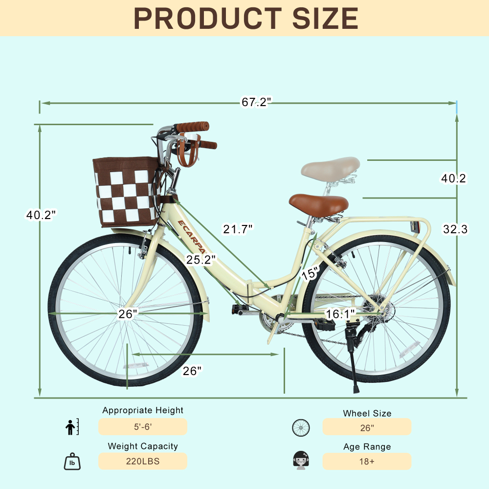 A26285B 26인치 접이식 시티 자전거, 7단 변속 - Women Accessories Holder 리뷰 및 가격