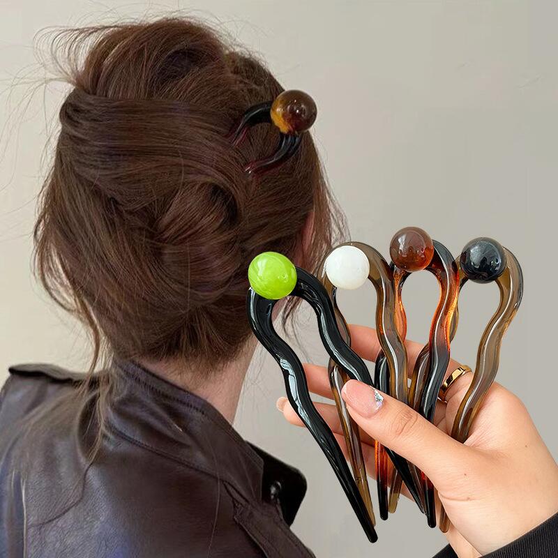 패션 컬러 진주 U자형 헤어 스틱 헤어핀 헤어 포크 번 - Women Accessories On Sale 리뷰 및 가격
