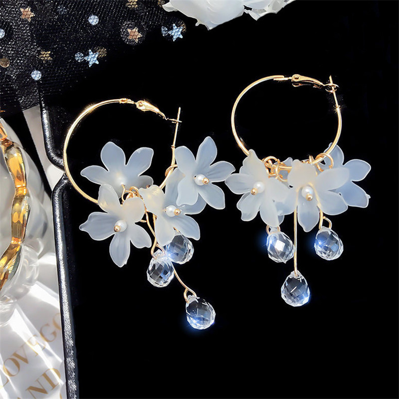 여성용 지르콘 화이트 플라워 드롭 귀걸이, 한국 패션  - Women'S Accessories Trends 2026 리뷰 및 가격