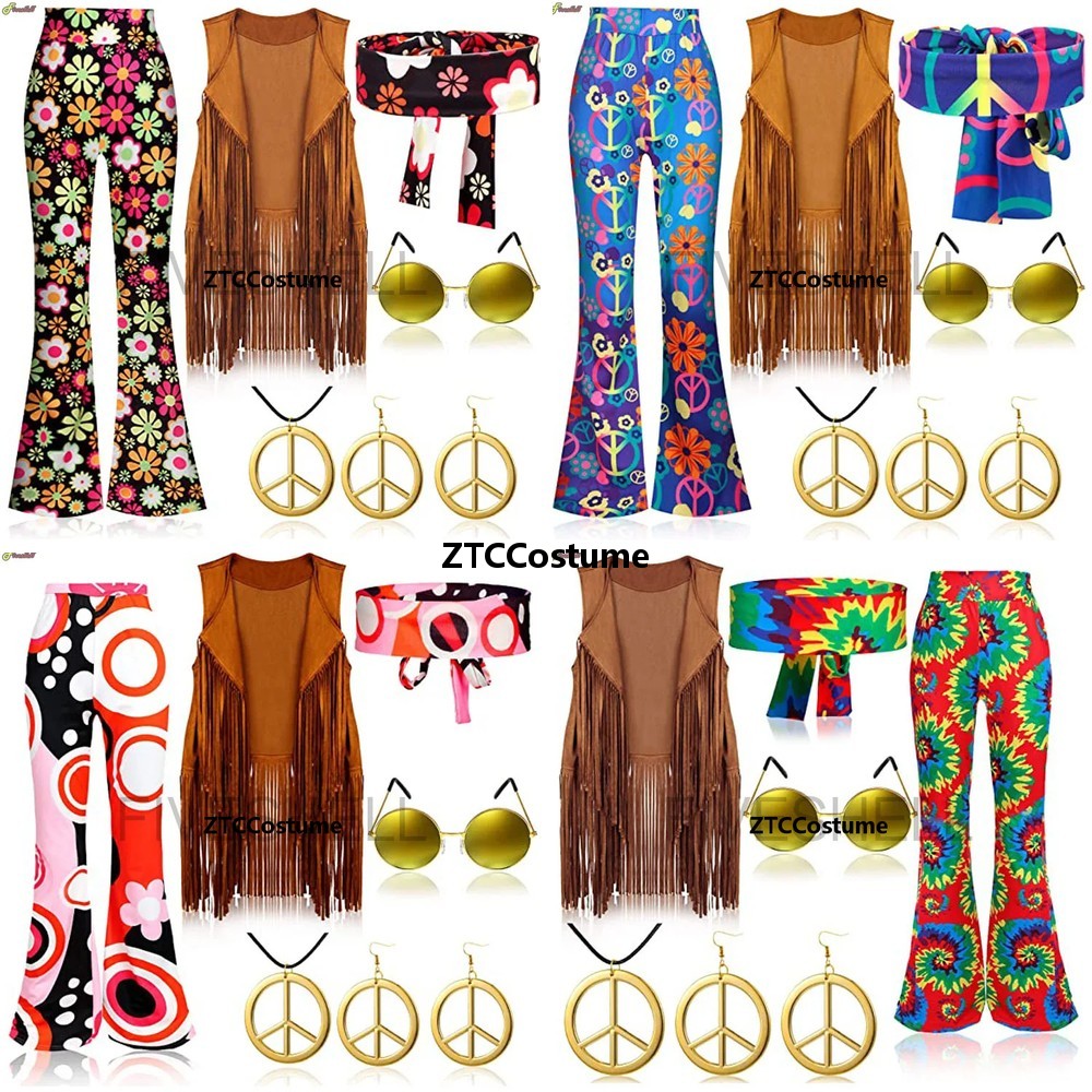 히피 의상 여성 60년대 70년대 평화 사랑 파티 의상 - Women'S Accessories In The 60S 리뷰 및 가격