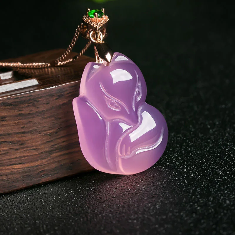 천연 보라색 마노 여우 펜던트 목걸이, 손으로 조각한  - Women Accessories For Hand 리뷰 및 가격