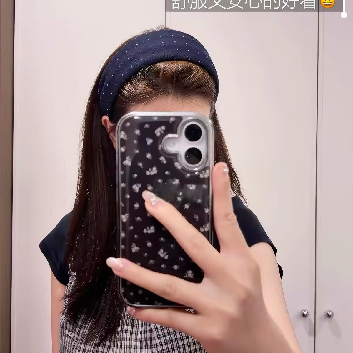 빈티지 네이비 블루 코튼 도트 패턴 넓고 두꺼운 헤어밴 - Women'S Affordable Accessories 리뷰 및 가격