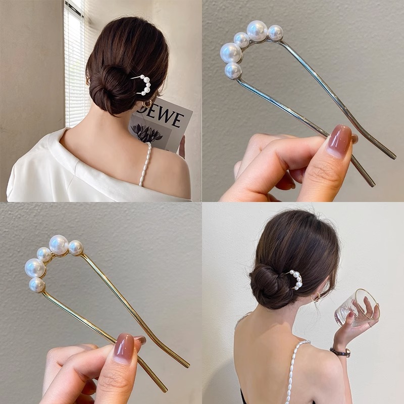 새로운 메탈 빈티지 U자형 헤어핀 진주 헤어 스틱 롱  - Women Accessories On Sale 리뷰 및 가격