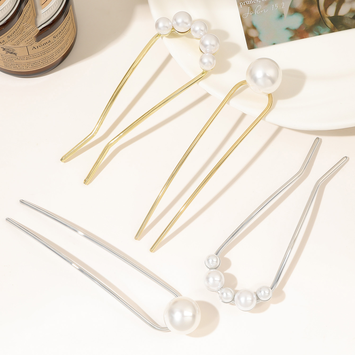새로운 메탈 빈티지 U자형 헤어핀 진주 헤어 스틱 롱  - Women Accessories On Sale 리뷰 및 가격