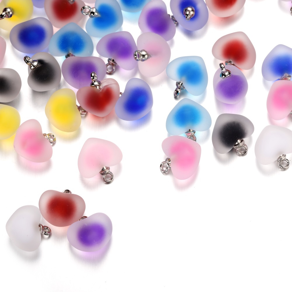 10개/세트 레진 무광 멀티컬러 하트 참, 핸드메이드  - Resin Bangle Bracelet 리뷰 및 가격