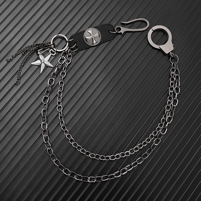 펑크 스틸 소가죽 키 체인 남녀공용, 스타 크로스 액세 - Women Accessories Pk 리뷰 및 가격