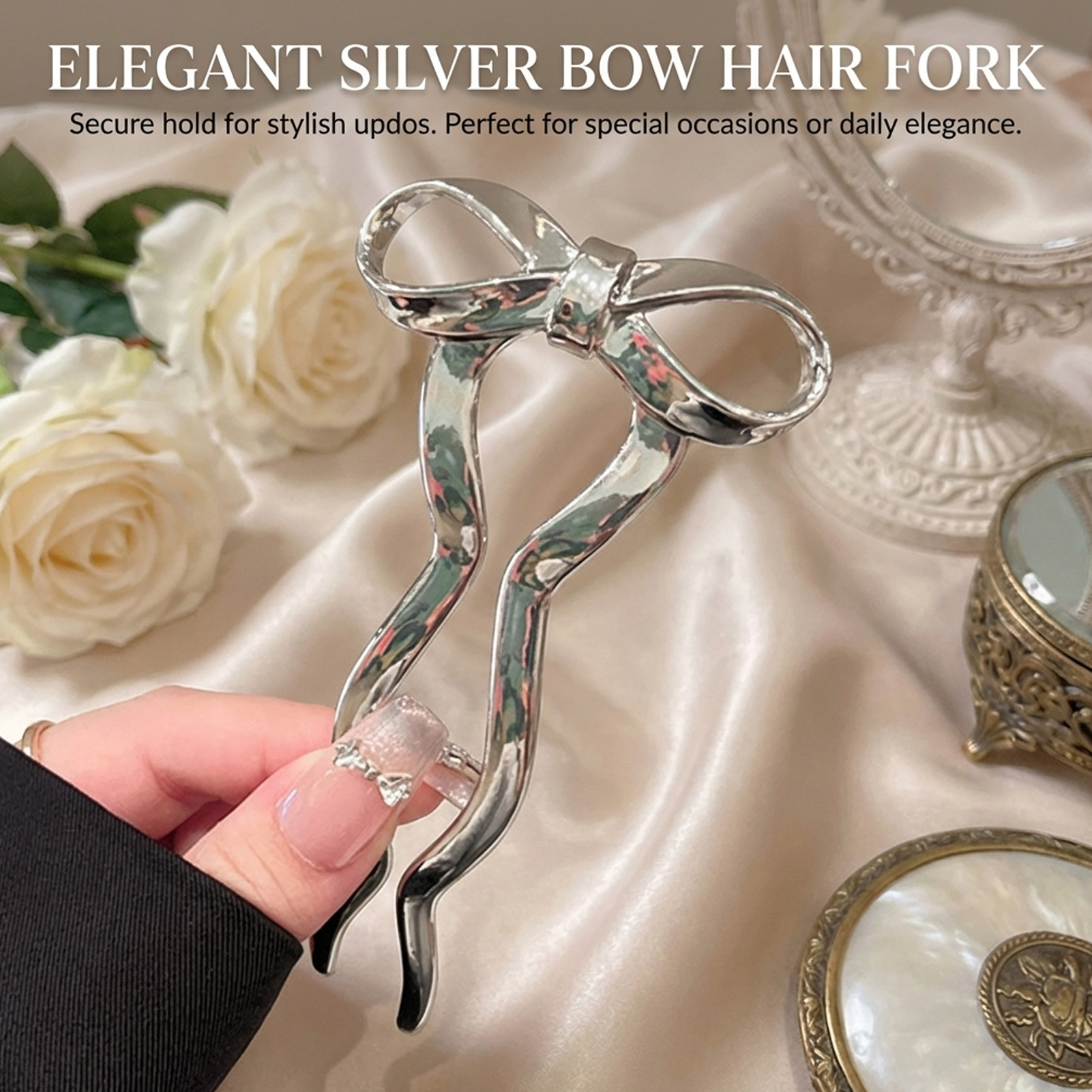 우아한 Bowknot U 모양 머리핀 합금 금속 포니  - Women Accessories Holder 리뷰 및 가격