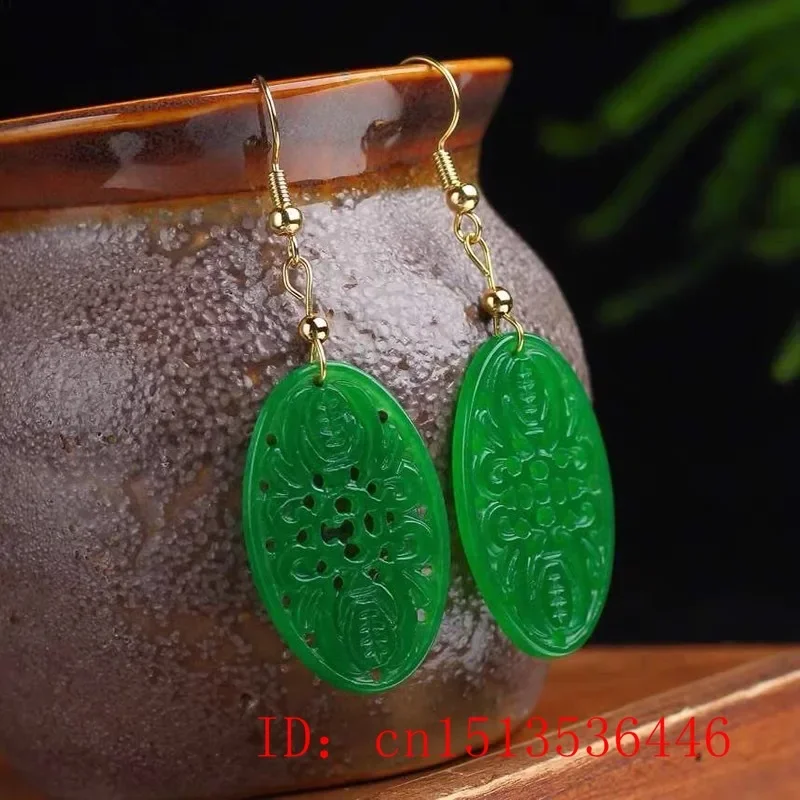 원래 자연 녹색 옥 에메랄드 박쥐 중공 귀걸이 보석 패 - Women Accessories For Hand 리뷰 및 가격