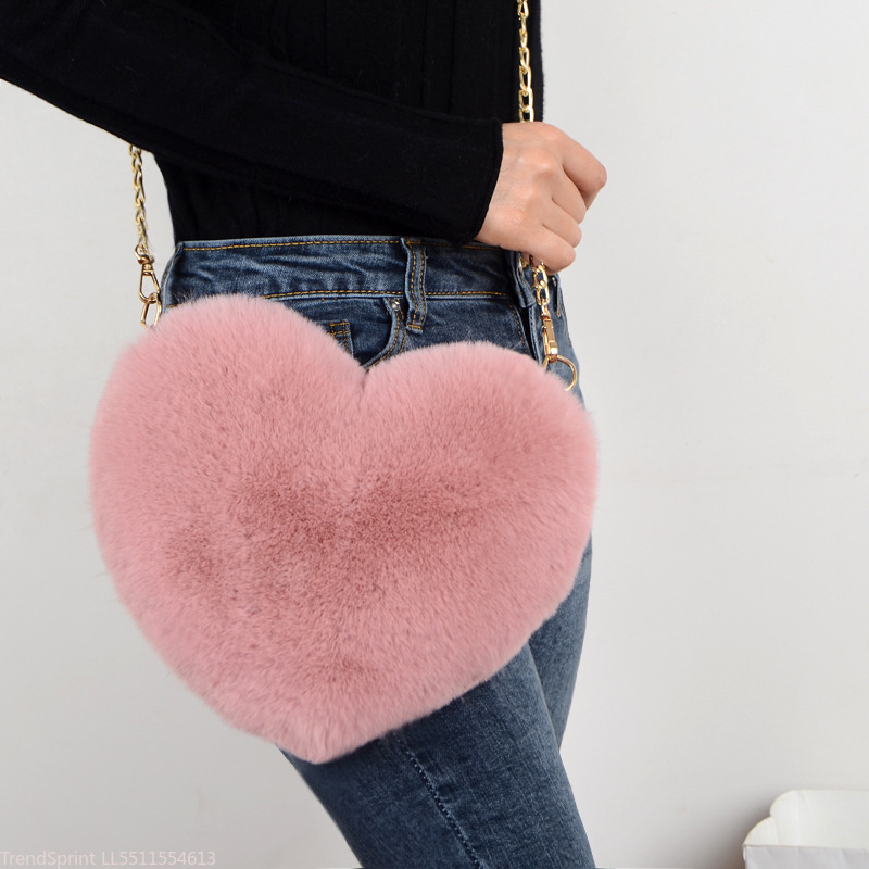 패션 여성 하트 모양 인조 퍼 크로스바디 백 귀여운 소 - Women'S Accessories Handbags 리뷰 및 가격