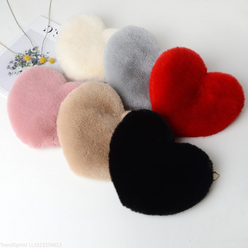 패션 여성 하트 모양 인조 퍼 크로스바디 백 귀여운 소 - Women'S Accessories Handbags 리뷰 및 가격