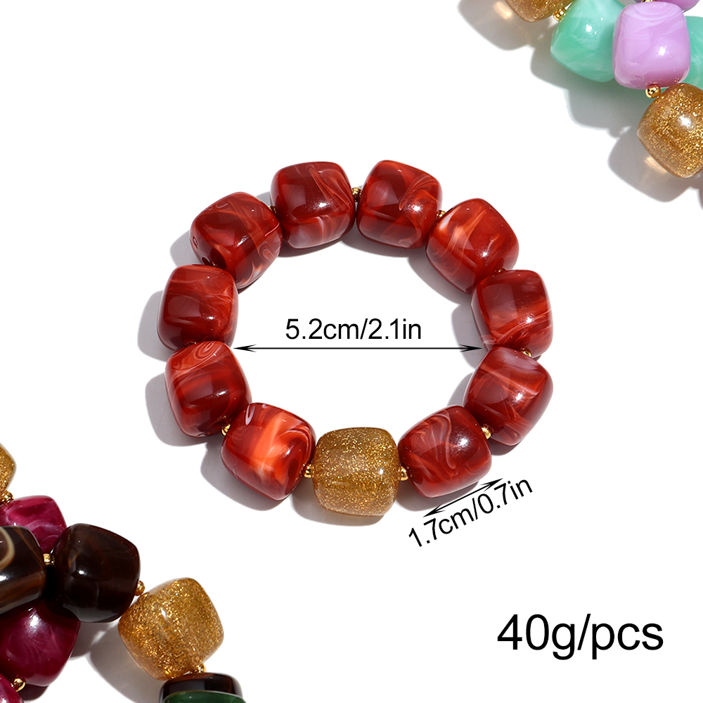 여성용 인기 아크릴 기하학 비즈 탄성 팔찌, 패션 스택 - Resin Bangle Bracelet 리뷰 및 가격