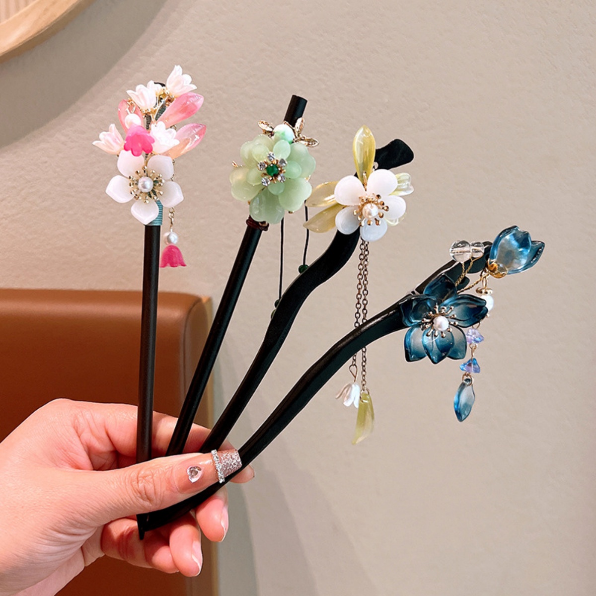 절묘한 꽃 술 나무 머리핀 복고풍 중국 스타일 수제 꽃 - Women Accessories For Hand 리뷰 및 가격