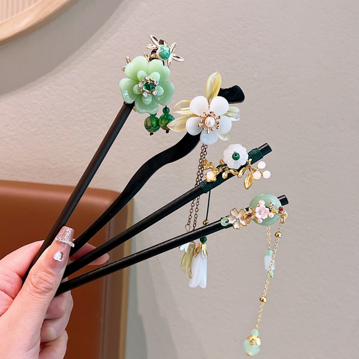 절묘한 꽃 술 나무 머리핀 복고풍 중국 스타일 수제 꽃 - Women Accessories For Hand 리뷰 및 가격